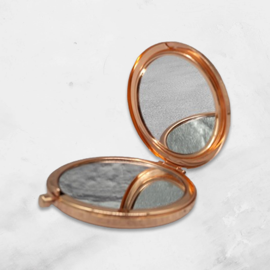 Personalised Round Rose Gold Pocket Mirror | Custom April Birthflower Bridesmaid Gift | Compact Mirror Birthday Gift